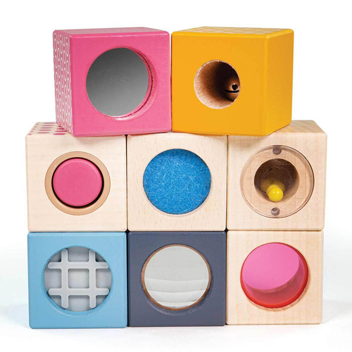 Bigjigs Toys FSC Sensory Blocks Kids Wooden Toy 12m+