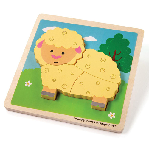 4pc Bigjigs Toys 15cm Chunky Lift Out Puzzle Sheep Kids Wooden Toy 10m+