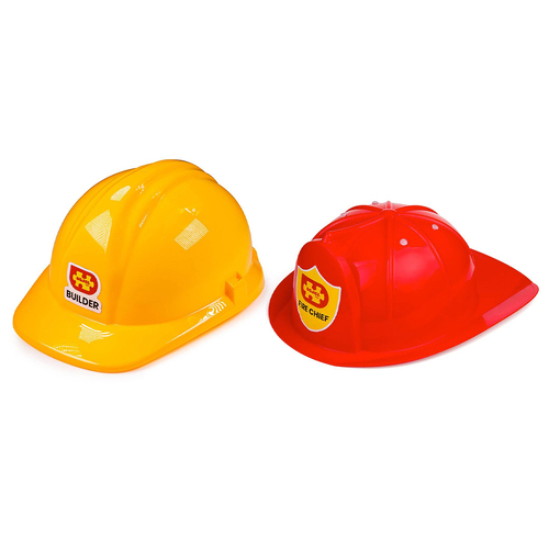 2PK Bigjigs Toys Firefighter & Builder's Helmet Kids Pretend Toy Set 3y+ 