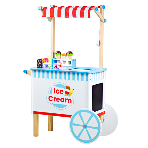 Bigjigs Toys Ice Cream Cart Wooden Toy Kids Pretend Play Set 3+