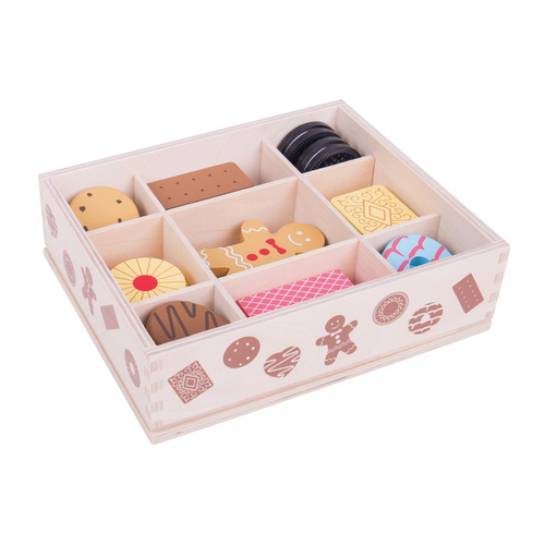 Bigjigs Toys Box Of Biscuits Wooden Toy Kids Pretend Play Set 3+