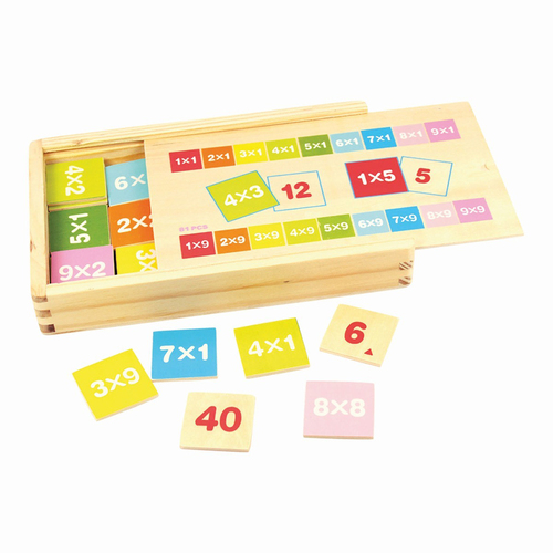 81pc Bigjigs Toys Wooden Times Table w/ Box Kids Toy 3+