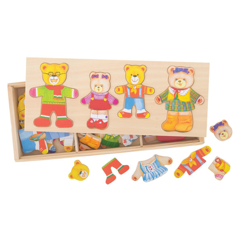 72pc Bigjigs Toys 33cm Dress Up Bear Family Kids Wooden Toy 3y+