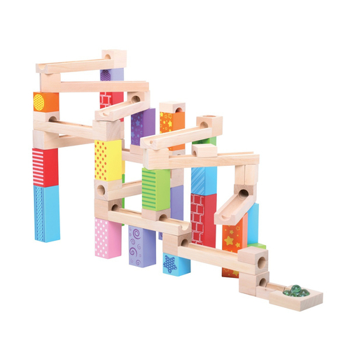 47pc Bigjigs Toys 20cm Marble Run Kids/Children Wooden Toy 3y+