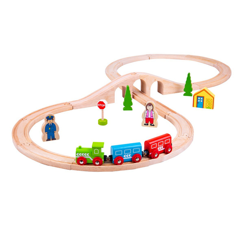 Bigjigs Rail Figure of Eight Train Set Kids Wooden Toy 3y+