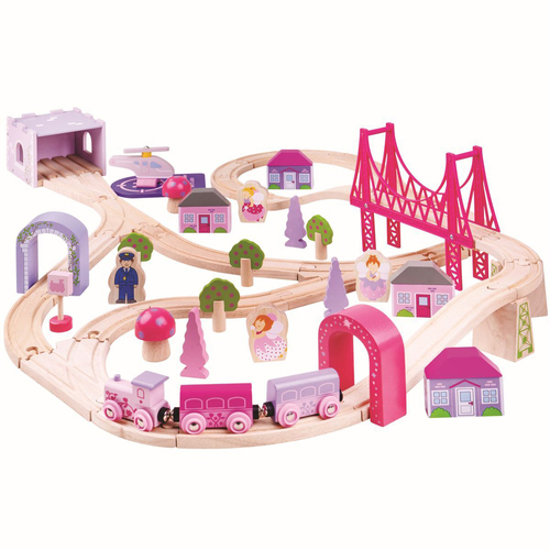 Bigjigs Rail Fairy Town Train Set Kids Wooden Toy Pack 3y+