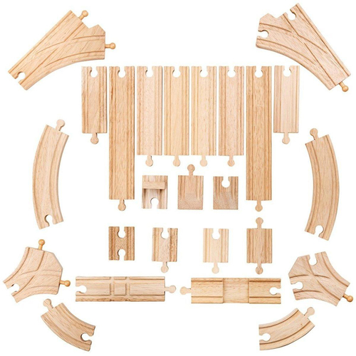 25pc Bigjigs Rail Low Level Track Expansion Pack Wooden Toy Accessory 3y+