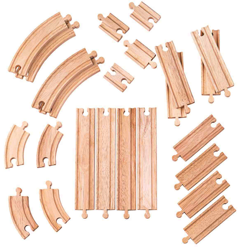 24pc Bigjigs Rail Curves & Straights Expansion Pack Kids Wooden Toy 3+