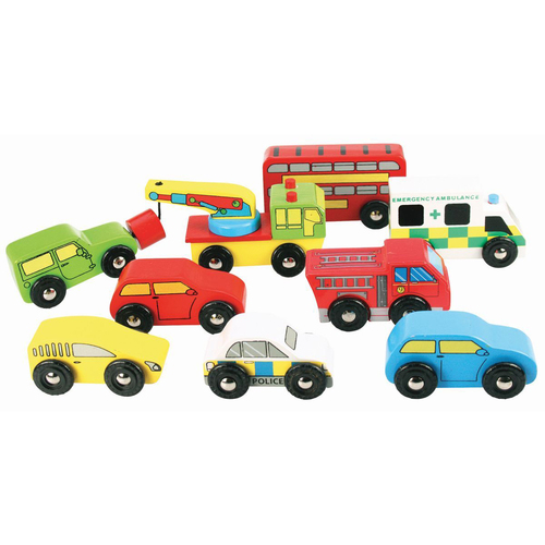 9pc Bigjigs Rail Vehicle Pack Kids Wooden Toy Set 3y+