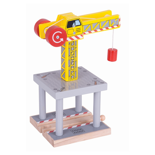 Bigjigs Rail 21cm Big Yellow Crane Wooden Toy Train/Railway Accessory 3y+