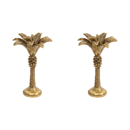 2PK LVD Queen Palm Candle Holder Decorative Home Ornament Statue 14.5x21.5cm