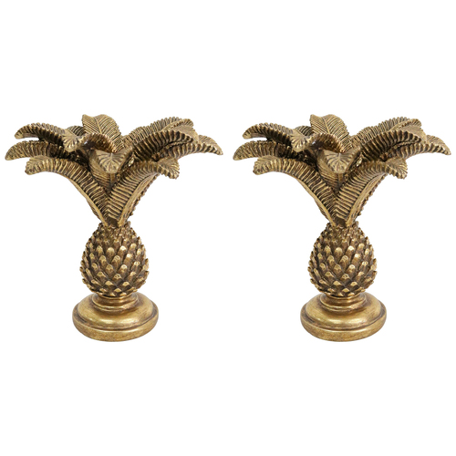 2PK LVD Coco Palm Antique Gold Decorative Candle Holder Home Decor 13.5x14cm