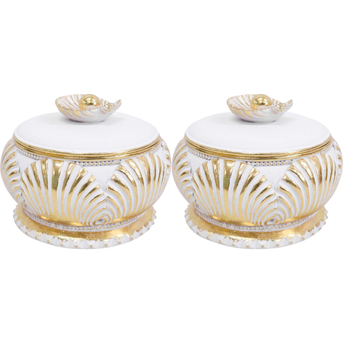 2PK LVD Shell Trinket Storage Box Decorative Home Decor Ornament Statue 13x11cm