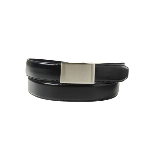 Exact Fit Men's Plate Buckle Belt 34mm Pin Ratchet - Black