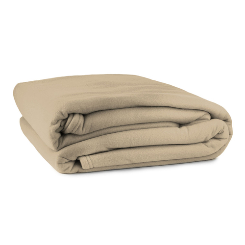 Jason Commercial Queen Bed Polar Fleece Blanket 245x255cm Camel