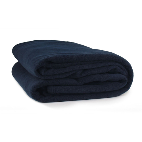 Jason Commercial Single Bed Polar Fleece Blanket 180x245cm Navy