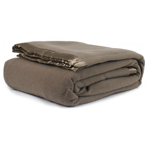 Jason Commercial Queen/King Bed Wool Blanket 227x258cm Angora/Taupe