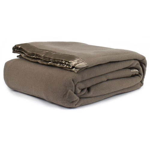 Jason Commercial Single/Double Bed Wool Blanket 200x258cm Angora/Taupe