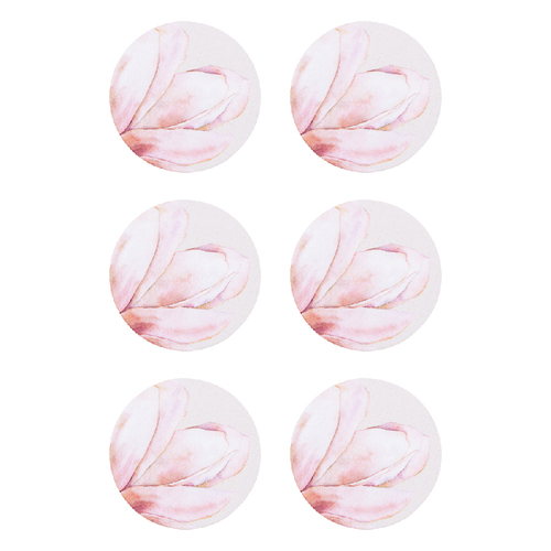 6PK Splosh Blossom Floral 10cm Ceramic Coaster Drink Mat Round