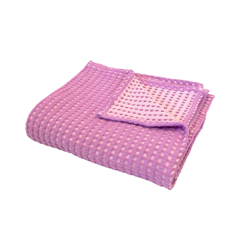 Bambury Cotton Waffle Fabric Dora Throw 130x180cm - Orchid