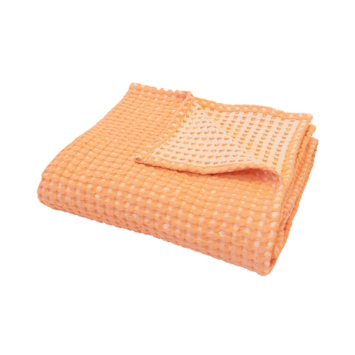 Bambury Cotton Waffle Fabric Dora Throw 130x180cm Peach