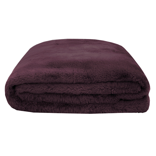 Bambury Frida 600GSM Faux Fur Throw Blanket Plum 150x200cm