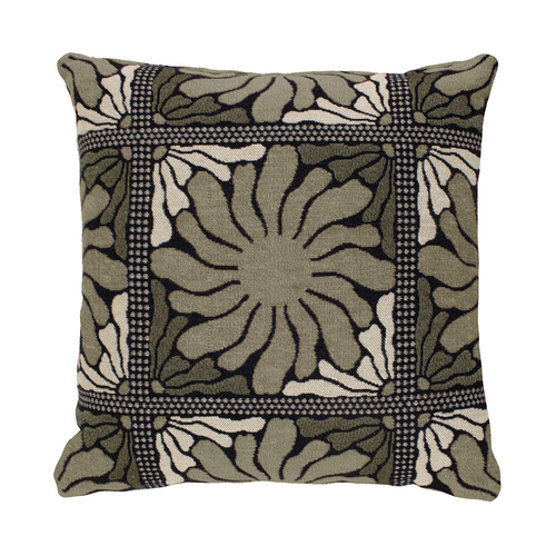 Bambury Zinnia Poly/Cotton Square Cushion 50x50cm Moss