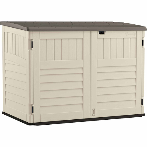 Suncast The Stow-Away Horizontal Resin Storage Shed 4x5FT Vanilla Garden 