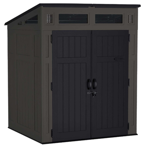 Suncast Modernist Resin Storage Shed 7x6FT Peppercorn Home Garden 