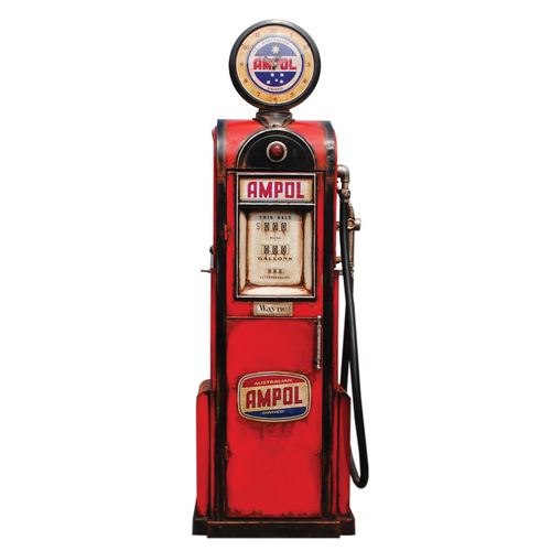 Boyle Ampol Metal Petrol Fuel Pump Home Decor 150x50cm - Red