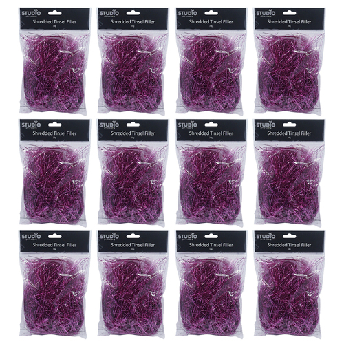 12PK Studio Gift Wrapping 30G Filler/Shred Tinsel Hot Pink