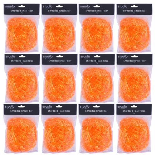 12PK Studio Gift Wrapping 30G Filler/Shred Tinsel Orange