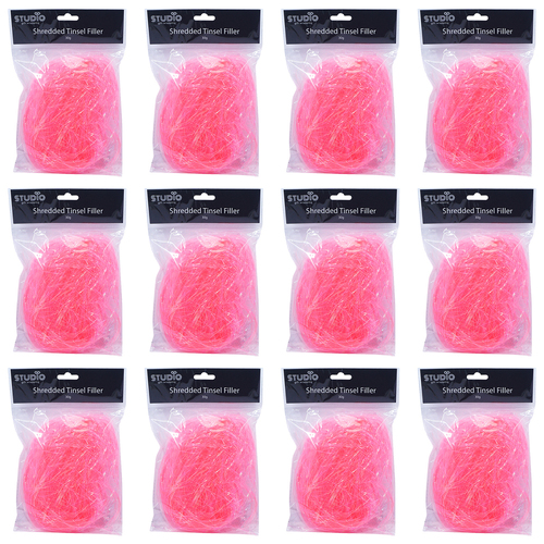 12PK Studio Gift Wrapping 30G Filler/Shred Tinsel Pink