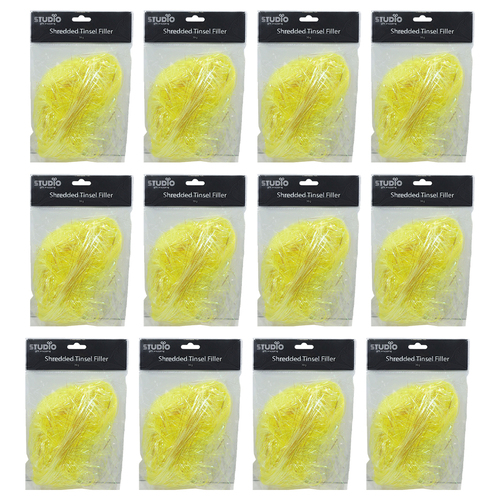 12PK Studio Gift Wrapping 30G Filler/Shred Tinsel Yellow