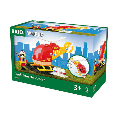 3pc Brio Firefighter Helicopter Kids/Childrens Pretend Play Toy 3y+