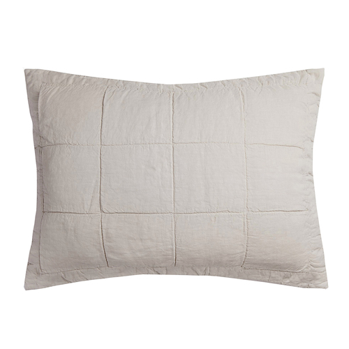 Bambury Home Living Decor Linen Quilted Pillow Sham Pebble 48cm x 73cm