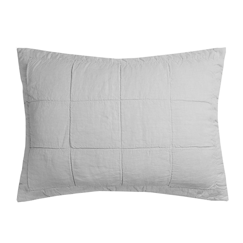 Bambury Home Living Decor Linen Quilted Pillow Sham Silver 48cm x 73cm