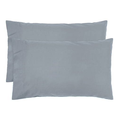 Bambury Std Temple Organic Cotton Pillowcase Pair Steel Blue Woven