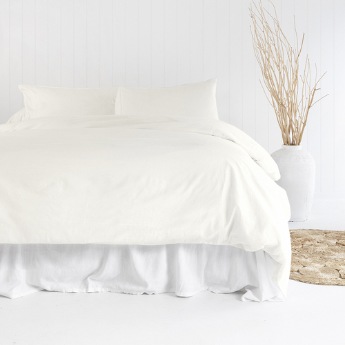 Bambury Queen Bed Temple Organic Cotton Quilt Cover Set Ivory Woven