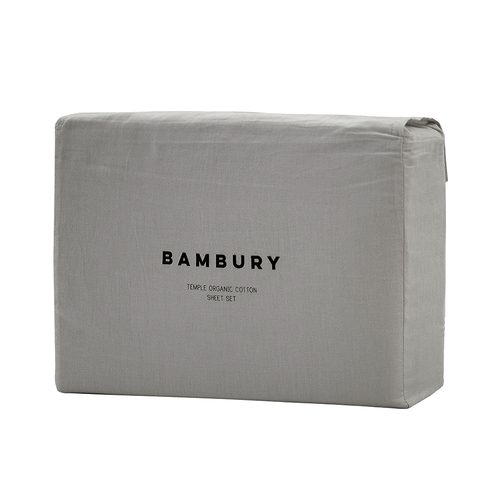 Bambury Size King Single Bed Temple Organic Cotton Sheet Set Grey Home Bedding