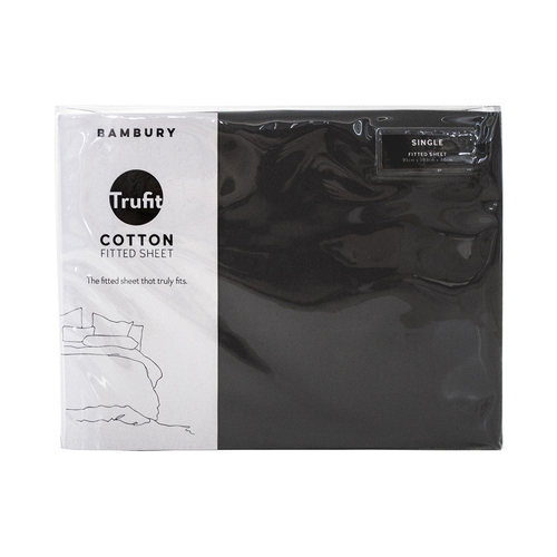 Bambury Size Double Bed Tru Fit Fitted Sheet Charcoal Home Bedding