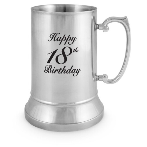 Beer Mug Happy 18th Birthday Stainless Steel 530ml