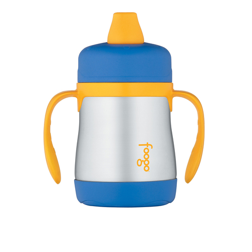 Foogo SS Vacuum Insulated Spout Sippy Cup with Handles Blue 210ml