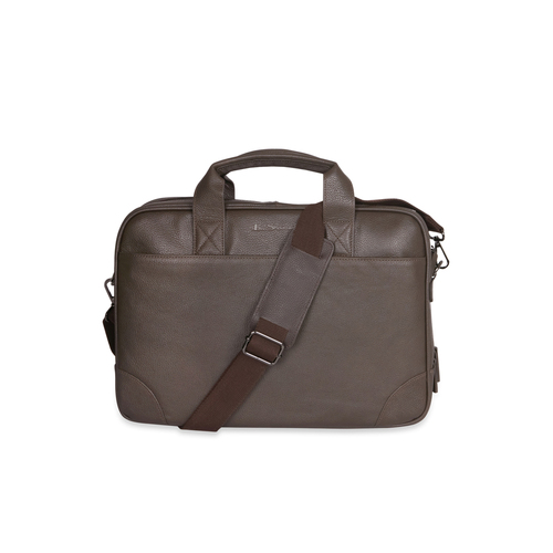 Ben Sherman Men's Leather Briefcase Satchel Messenger Bag - Brown