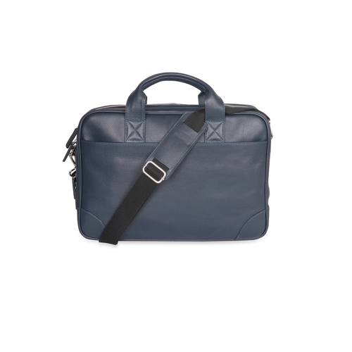 Ben Sherman Men's Leather Briefcase Satchel Messenger Bag - Navy