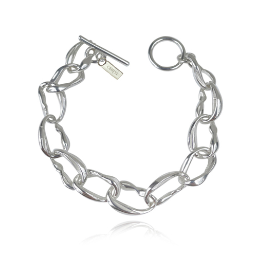 Culturesse Vairea Artsian 17.5cm Sculptured Link Chain Bracelet - Silver