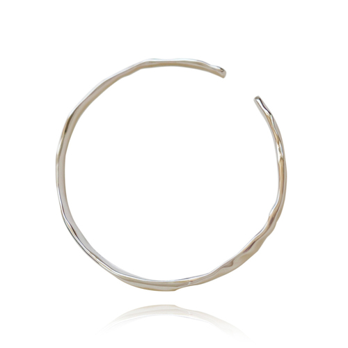 Culturesse Elio Artisan 6cm Solid Bangle Bracelet - Silver