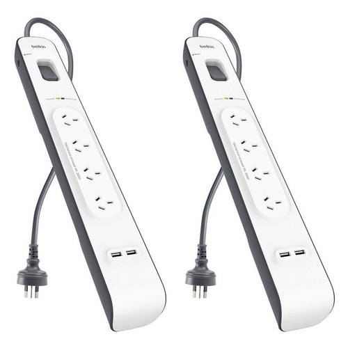 2x Four-Outlet Surge Protection With 2 Usb Ports