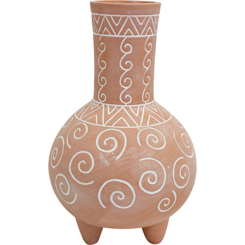 LVD Terracotta Vase Home/Room Tribal Boho Decor 25.8cm