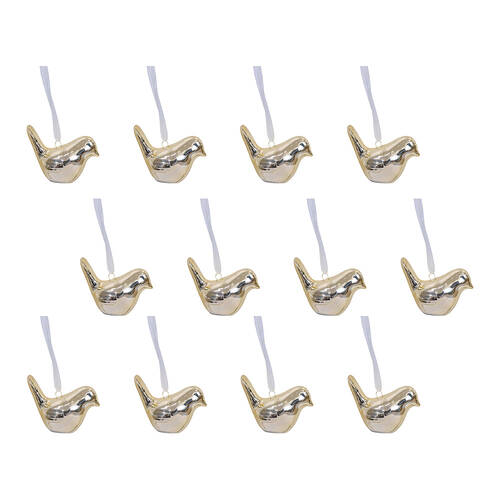 12PK LVD Ceramic Hanging Birdie Home/Office Decor 6x5cm - Gold